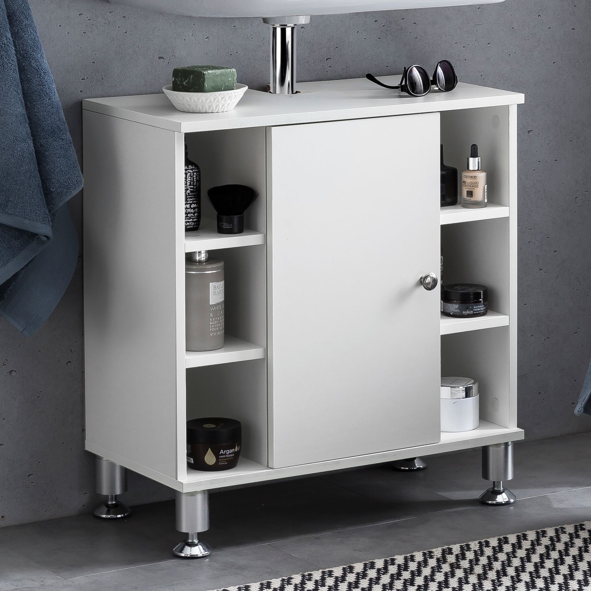 60 x 64 x 32 cm mobile bagno bianco con anta