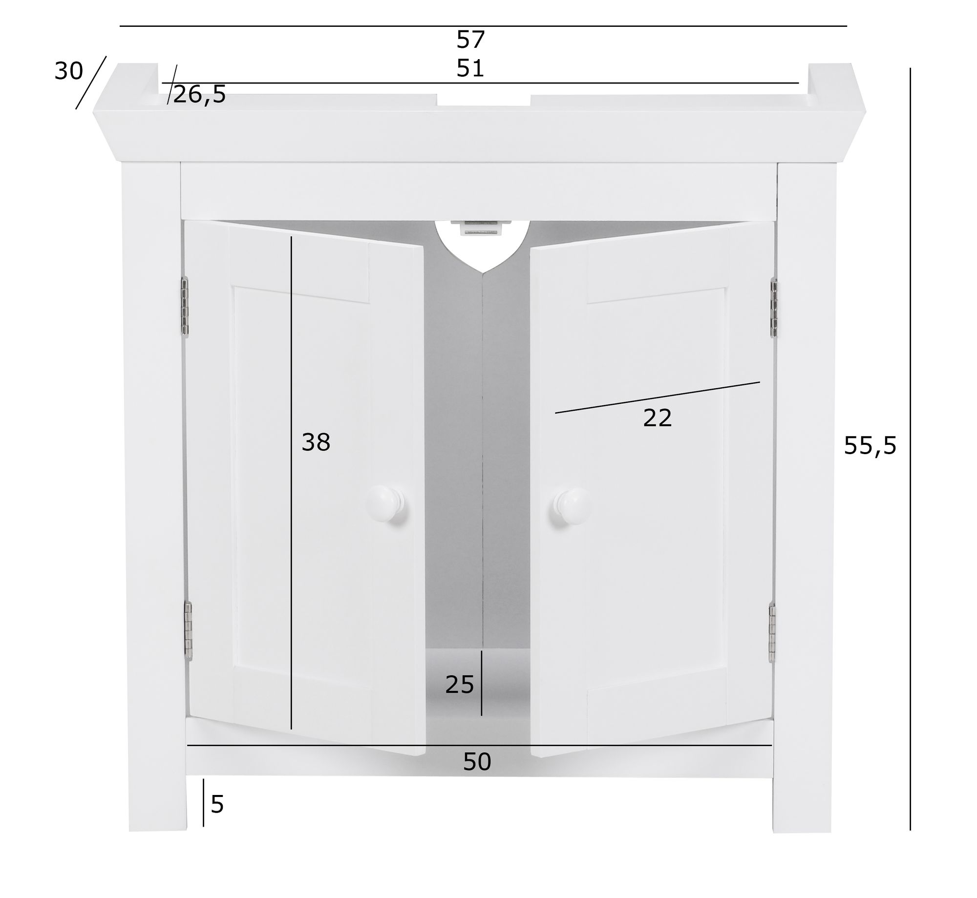 Mobile lavabo design wl1.350 mobile bagno a 2 ante bianco