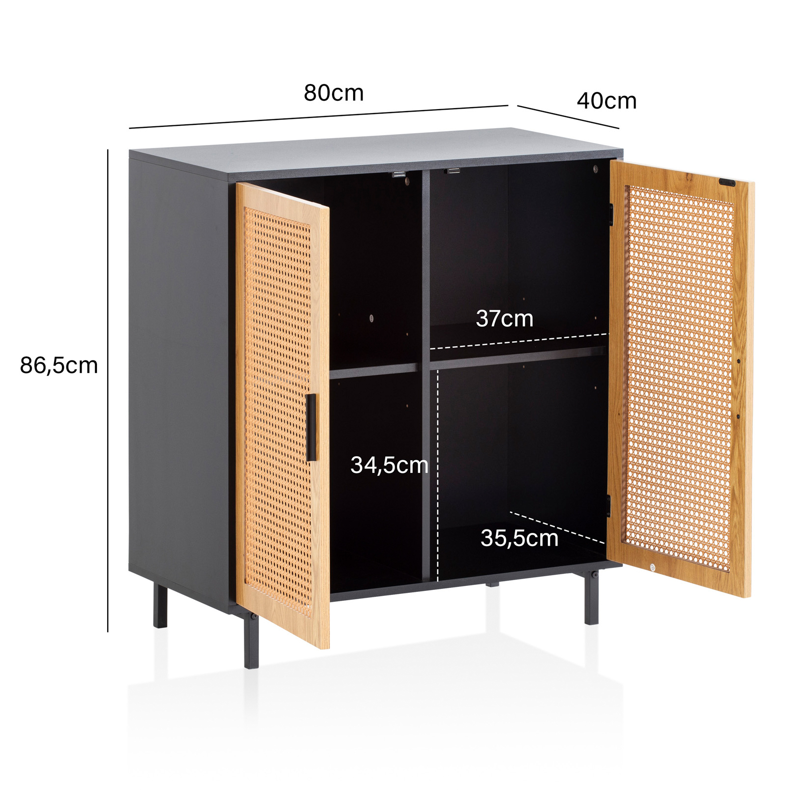 Cassettiera ingresso moderna con vimini viennese 80x86,5x40 cm credenza