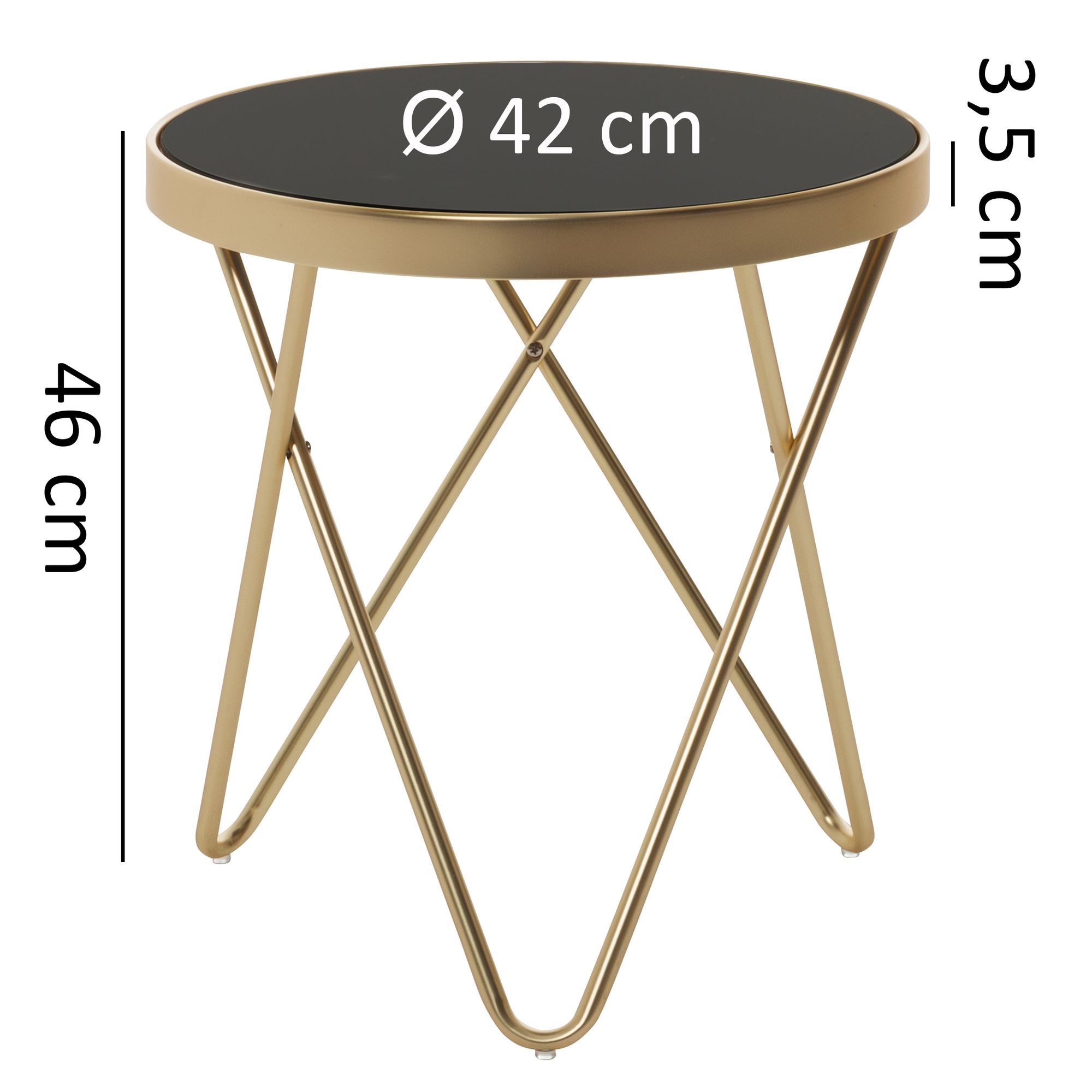 Design  dana 42x46x42cm rotondo nero / oro opaco