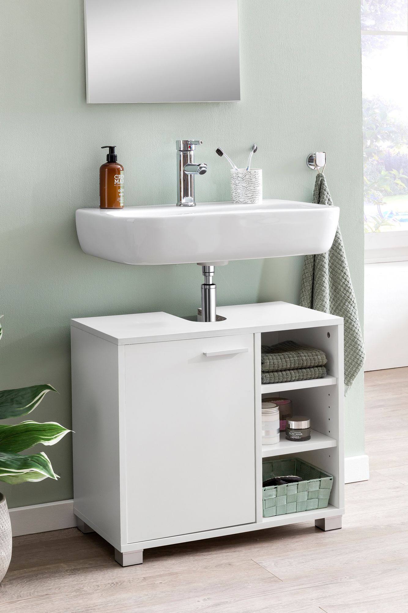 Mobile lavabo wl5.341 60x55x32cm mobile bagno bianco con porta